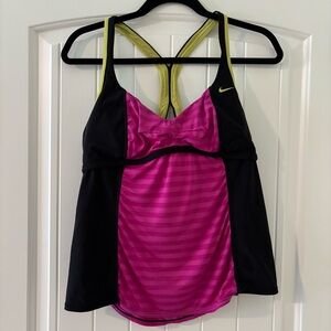 Nike Swim Pink and Black Tankini Top